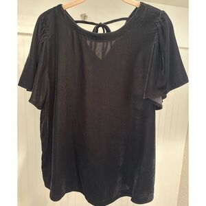NWOT LOFT Black Velvet Tie back Blouse Size M